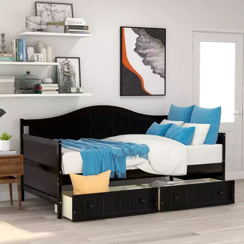 Twin Wooden Daybed with 2 Drawers-ModernLuxe