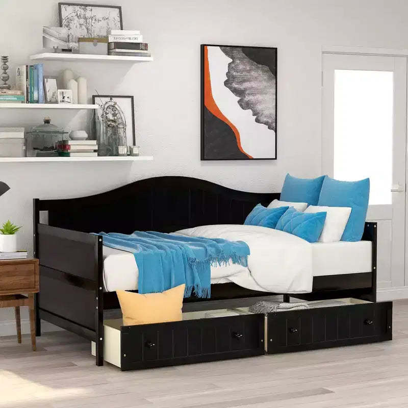 Twin Wooden Daybed with 2 Drawers-ModernLuxe