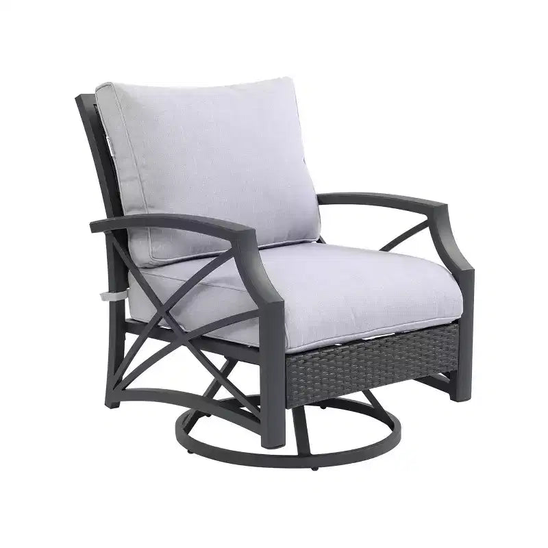 Kinger Home Swivel Patio Chairs, Rattan Wicker Outdoor Swivel Chairs with Thick Removable Cushion, All Weather Rust Free Patio Dining Chairs