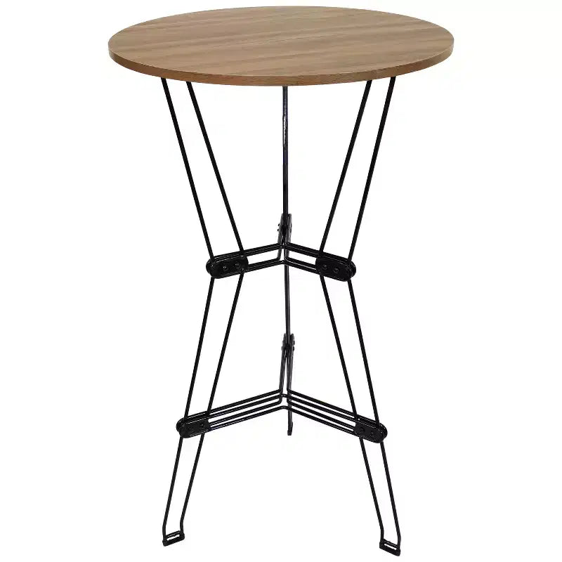 Sunnydaze Indoor Modern Furniture Steel Wire Bar Table with Faux Woodgrain Tabletop - Brown
