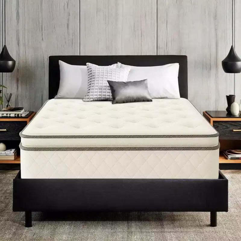 Continental Sleep, 9-Inch Medium Firm Pillow Top Single Sided Hybrid Mattress, Compatible with Adjustable Bed