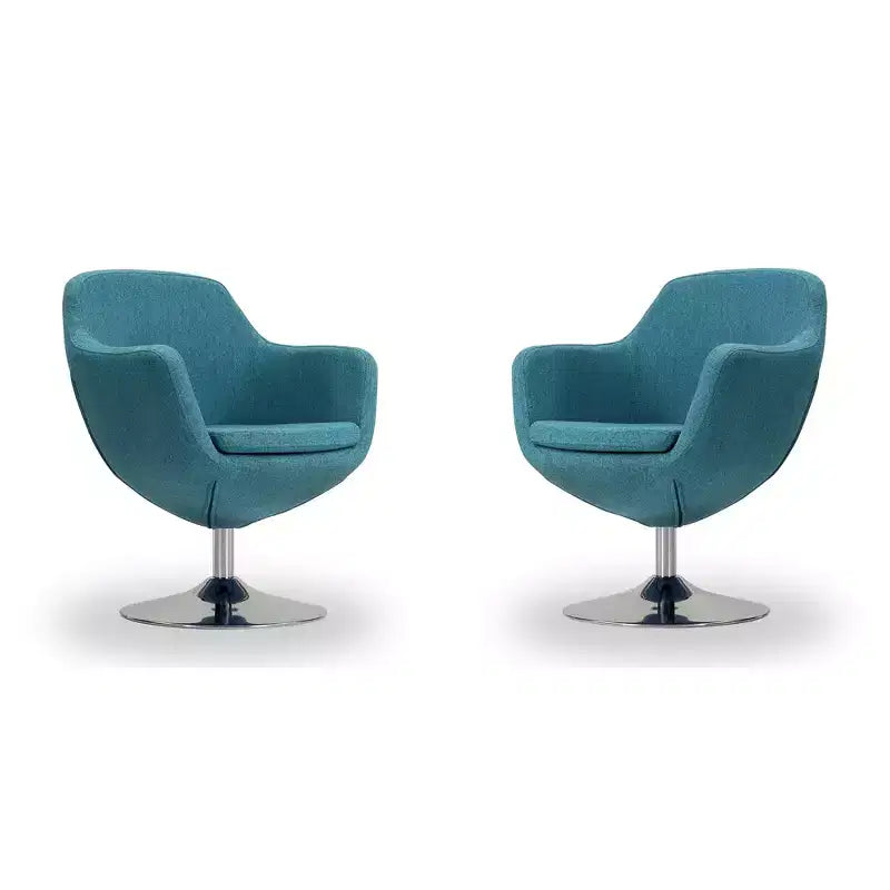 Set of 2 Caisson Faux Leather Swivel Accent Chairs - Manhattan Comfort