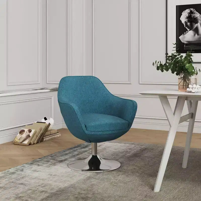 Caisson Twill Swivel Accent Chair Blue - Manhattan Comfort