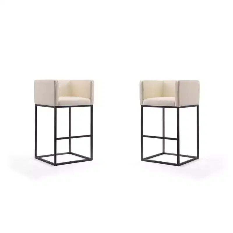 Set of 2 Embassy Upholstered Metal Barstools - Manhattan Comfort