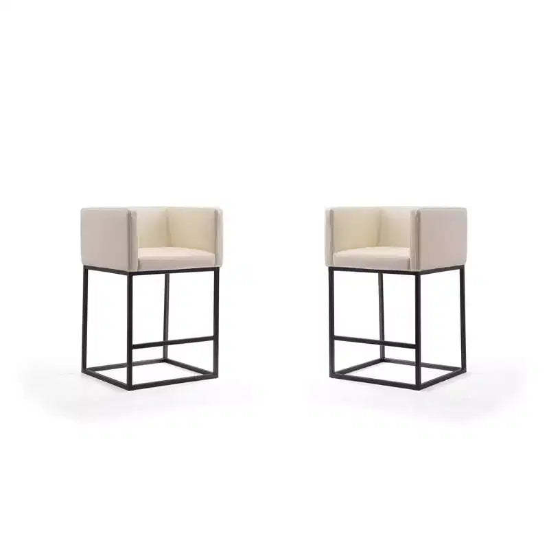 Set of 2 Embassy Upholstered Metal Counter Height Barstools - Manhattan Comfort