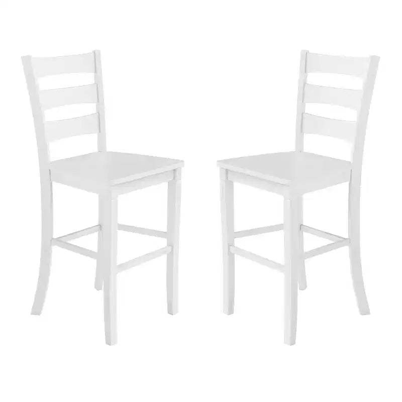 Flash Furniture Liesel Set of 2 Commercial Grade Wooden Classic Ladderback Bar Height Barstool with Solid Wood Seat
