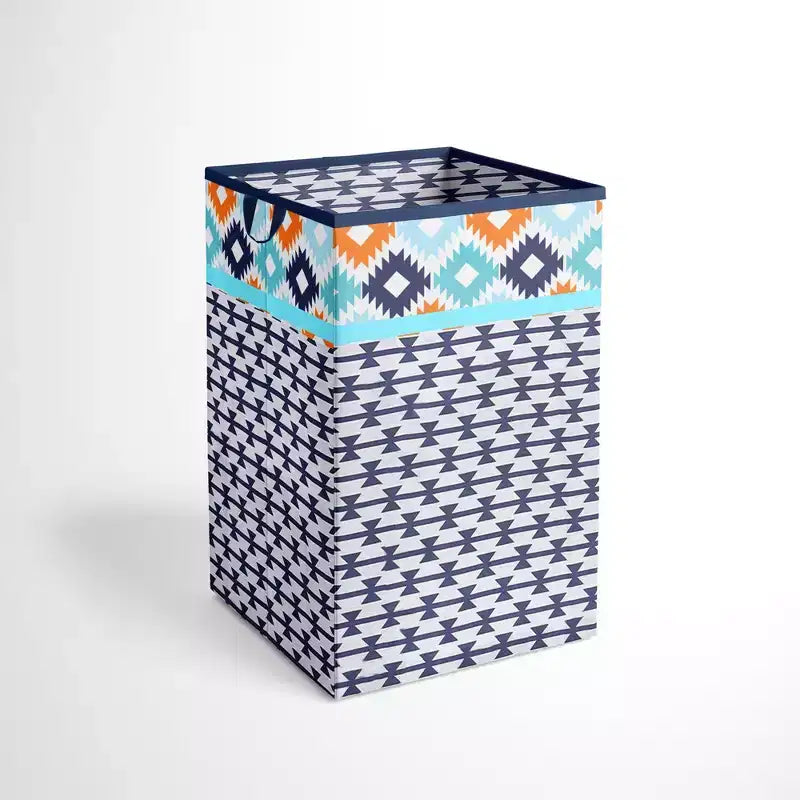 Bacati - Liam Kilim Aqua/Orange/Navy Collapsible Laundry Hamper