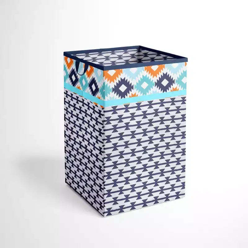 Bacati - Liam Kilim Aqua/Orange/Navy Collapsible Laundry Hamper