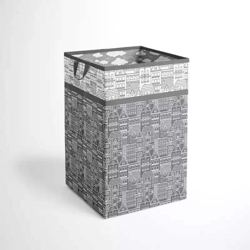 Bacati - Clouds in the City White/Gray Collapsible Laundry Hamper