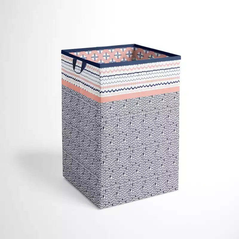 Bacati - Olivia Coral/Navy Collapsible Laundry Hamper