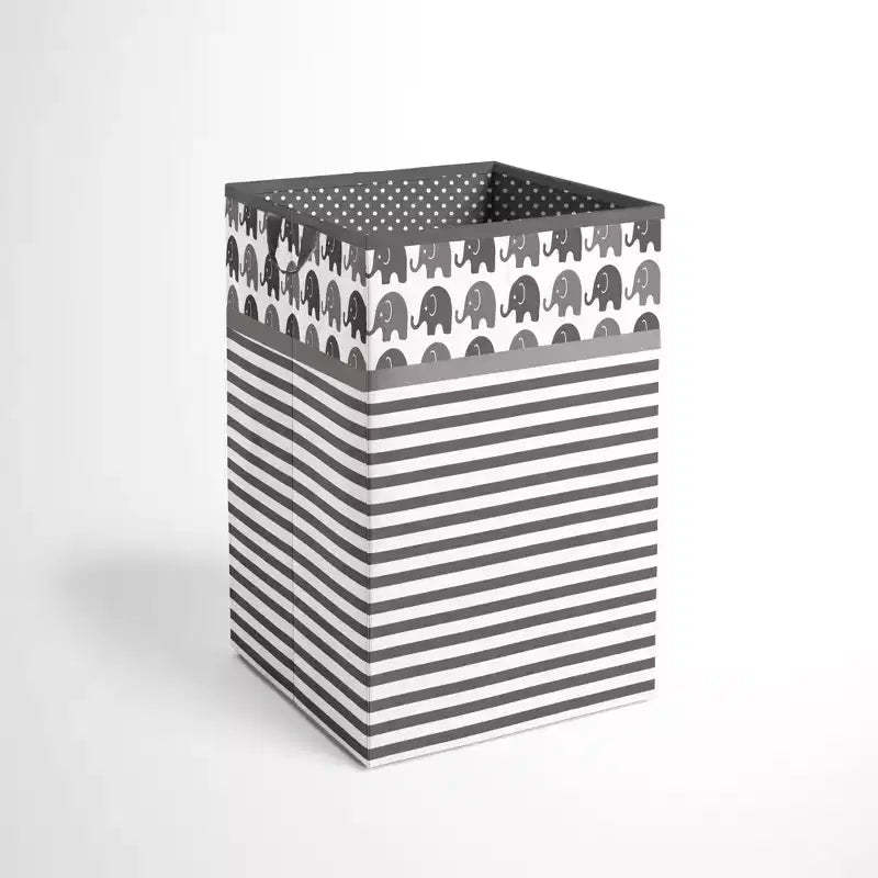 Bacati - Elephants White/Gray Collapsible Laundry Hamper