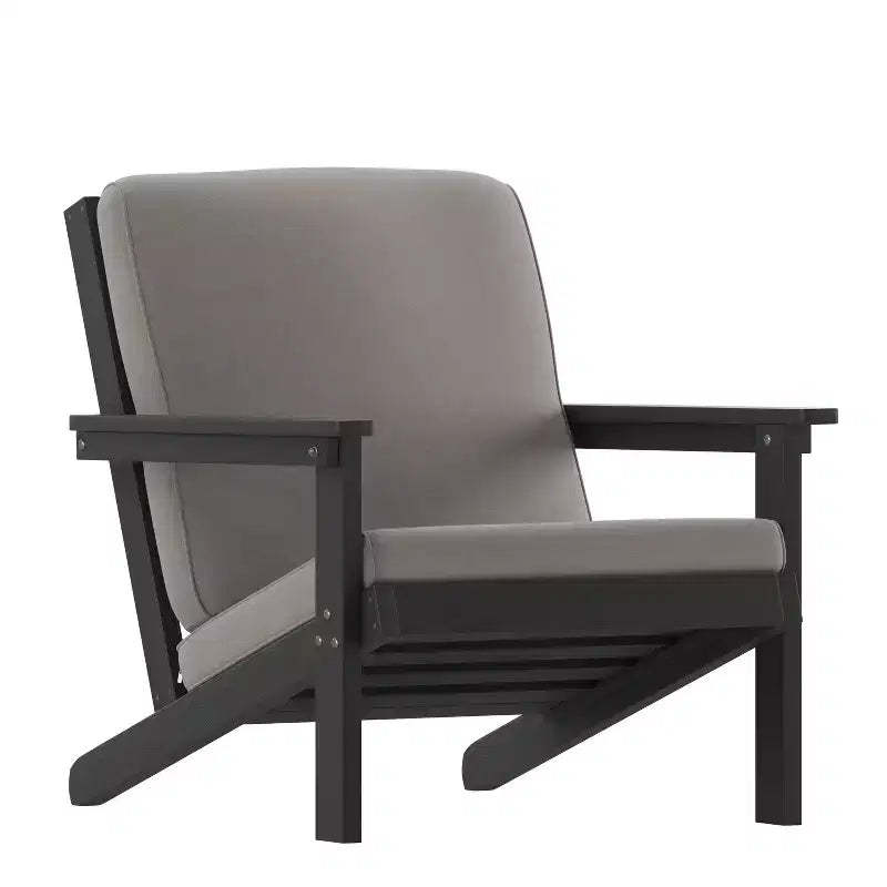 Emma and Oliver All-Weather Polyresin Adirondack Club Chair with Deep Seat and Comfortable Back & Seat Cushions