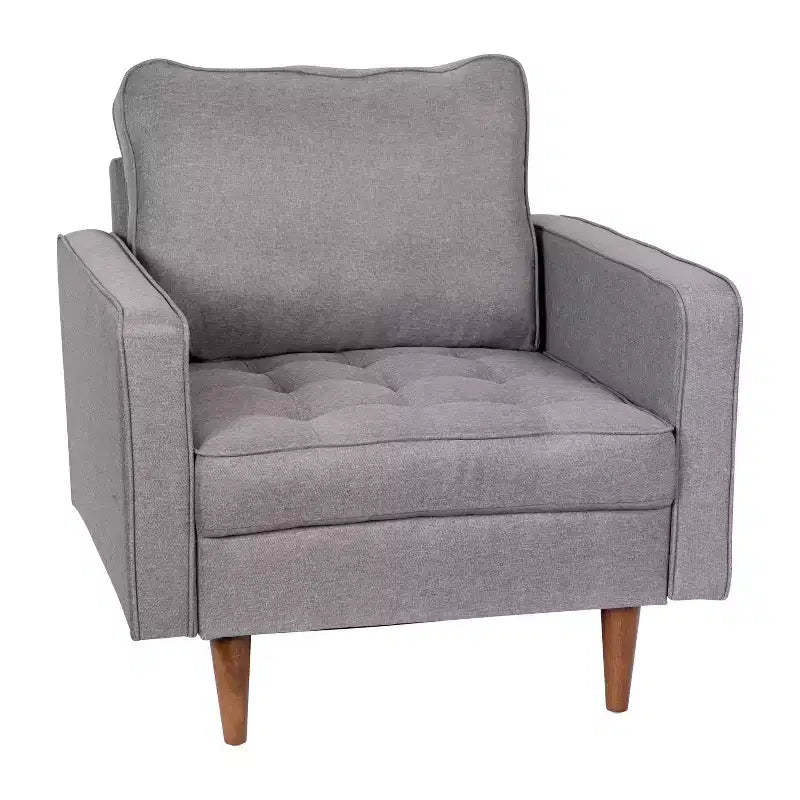 Merrick Lane Mid-Century Modern Armchair with Tufted Upholstery & Solid Wood Legs