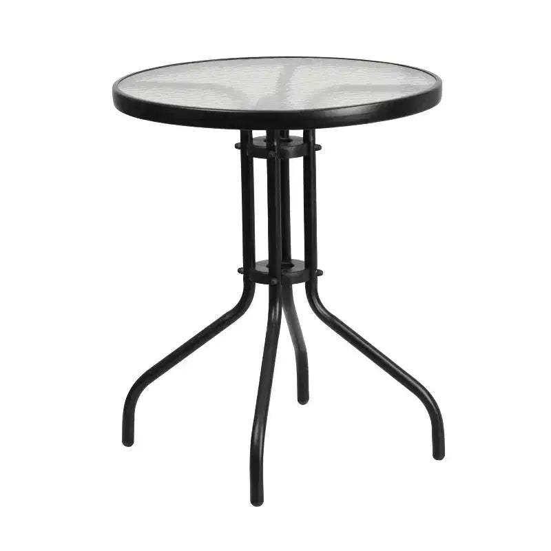 Emma and Oliver 23.75 Round Tempered Glass Metal Table