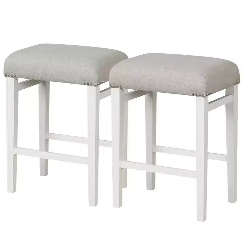 Costway Set of 2 Bar Stools Backless Counter Height Kitchen Chairs with Wooden Legs Gray