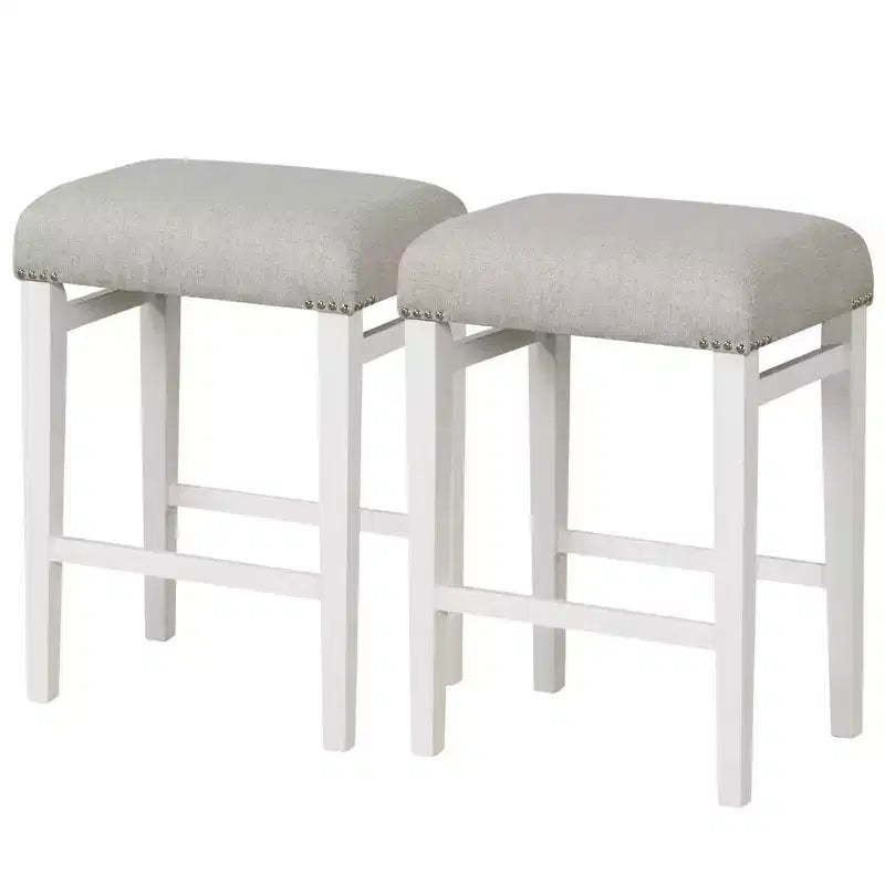 Costway Set of 2 Bar Stools Backless Counter Height Kitchen Chairs with Wooden Legs Gray