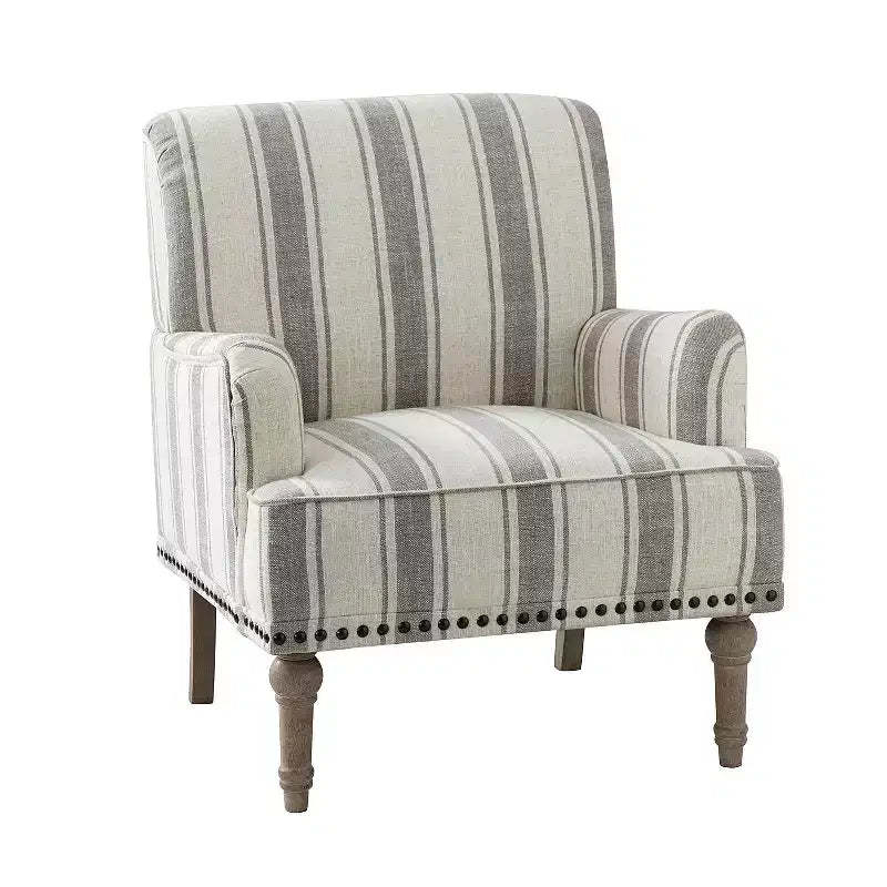 Venere Bedroom Wooden Upholstered Armchair with Nailhead Trim and Unique Stripe Design| ART OF LIVING DESIGNS