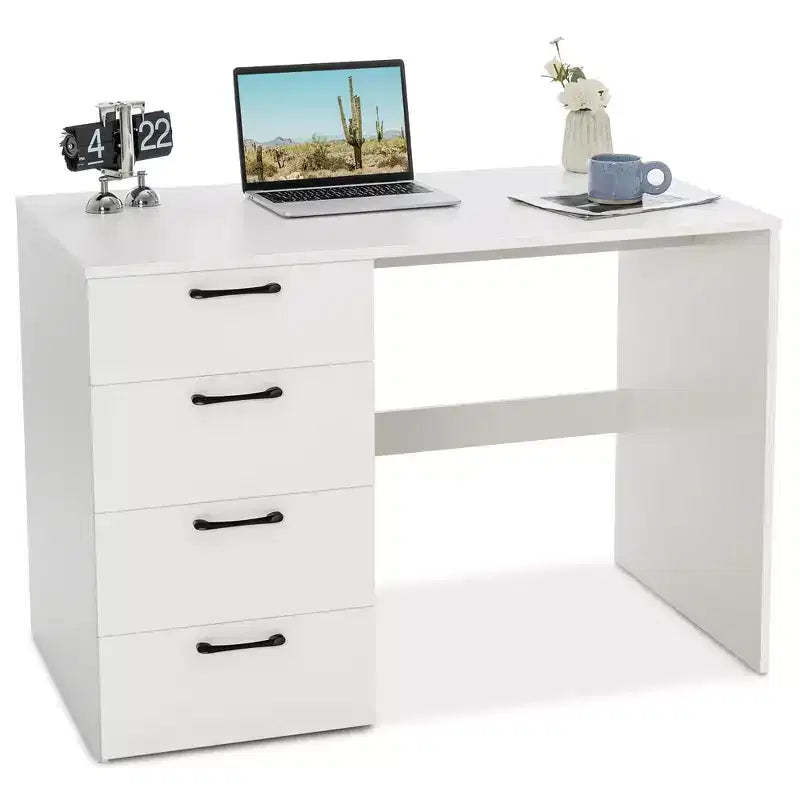Costway Computer Desk Study Writing Workstation Vanity Table Home Office w/ 4 Drawers