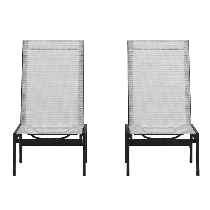 Flash Furniture Brazos Set of 2 Adjustable Chaise Lounge Chairs All-Weather Outdoor Five-Position Recliners