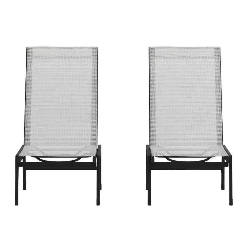 Flash Furniture Brazos Set of 2 Adjustable Chaise Lounge Chairs All-Weather Outdoor Five-Position Recliners