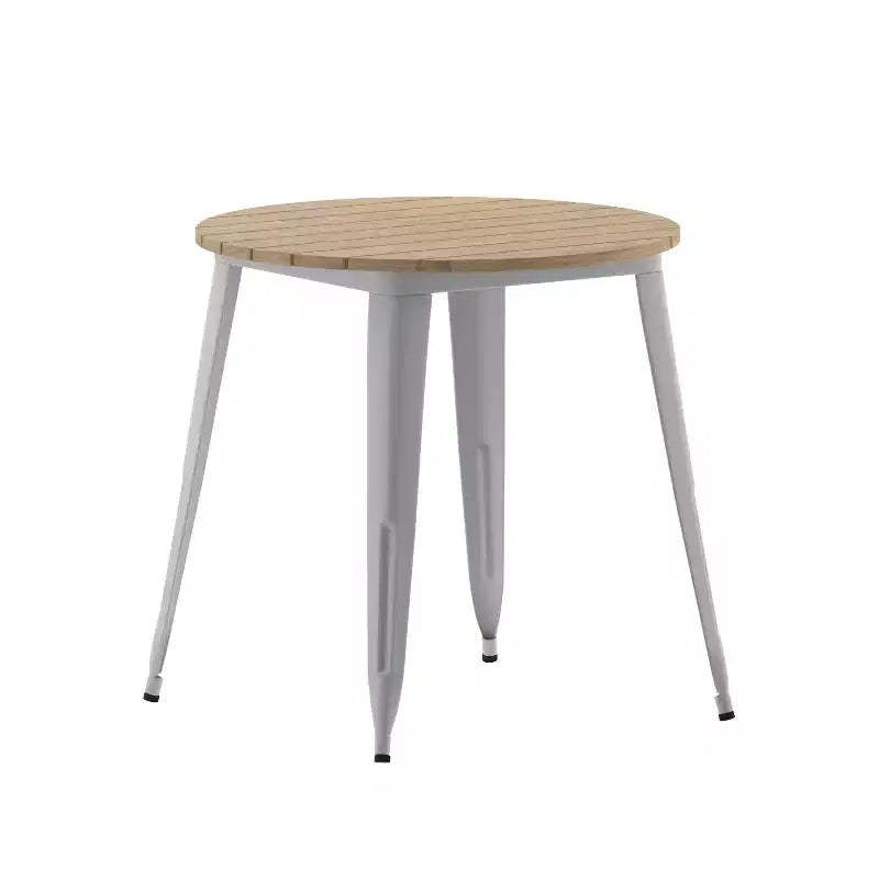 Flash Furniture Declan Commercial Grade Indoor/Outdoor Dining Table, 30 Round All Weather Poly Resin Top with Steel Base