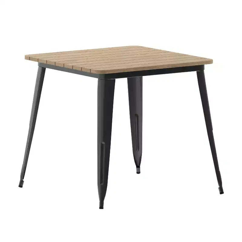 Flash Furniture Declan Commercial Grade Indoor/Outdoor Dining Table, 31.5 Square All Weather Poly Resin Top with Steel Base