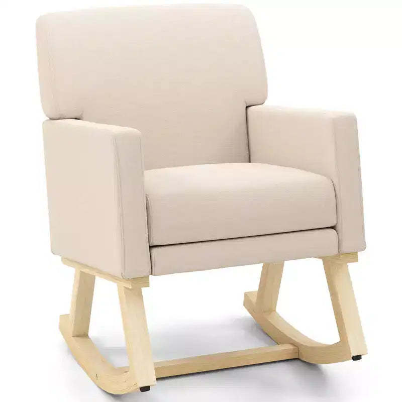 Costway Modern Upholstered Rocking Chair Rocking Armchair for Living Room Bedroom