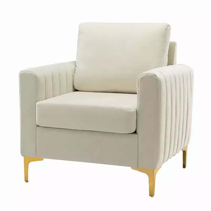 Iapygia Contemporary Tufted Wooden Upholstered Club Chair with Metal Legs for Bedroom and Living Room Club Chair| ART OF LIVING DESIGNS