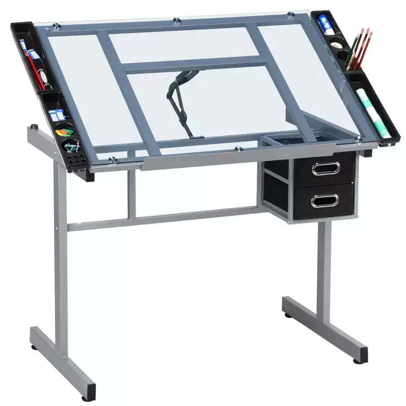Yaheetech Adjustable Drafting Drawing Craft Table Black
