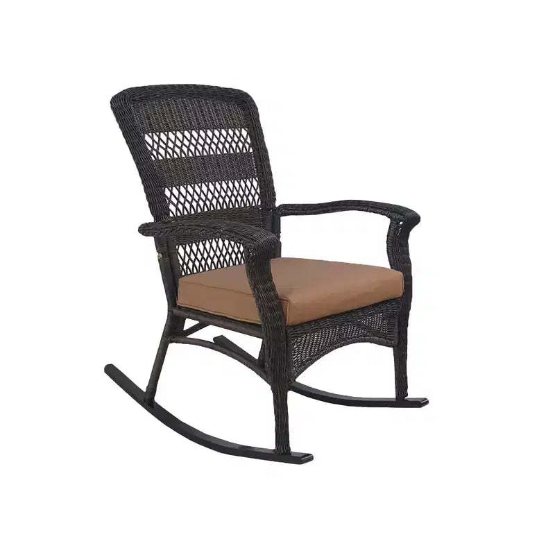 Northlight 42 Dark Brown Resin Wicker Rocker Chair with Cushion
