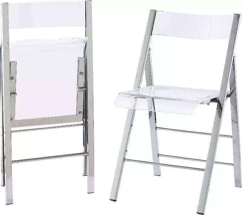 InterSpaceLiving Kasper Flex Luxury Modern Folding Chair Acrylic Lucite 2 Pk