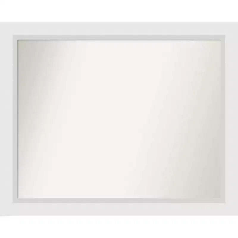 Amanti Art Blanco White Non-Beveled Wood Bathroom Wall Mirror