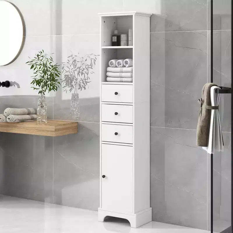Tall Bathroom Cabinet with 3 Drawers and Adjustable Shelves - ModernLuxe