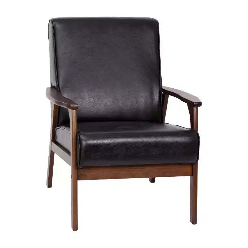 Emma and Oliver Upholstered Mid-Century Modern Arm Chair with Wood Frame
