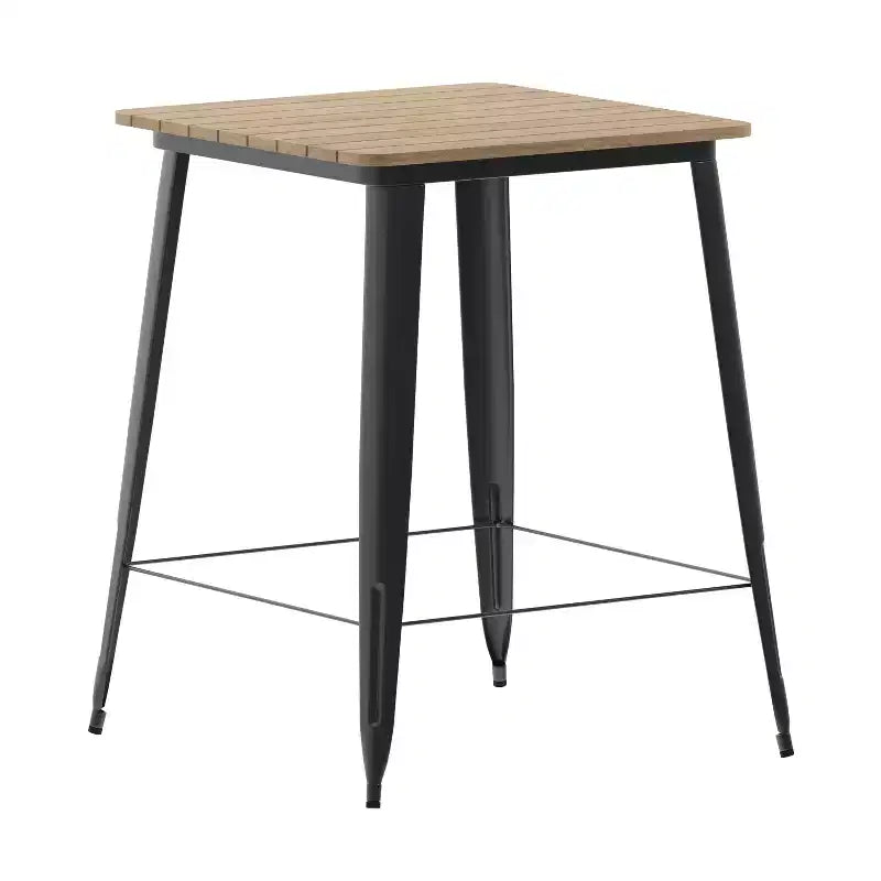 Merrick Lane Indoor/Outdoor Bar Top Table, 31.5 Square All Weather Poly Resin Top with Steel base
