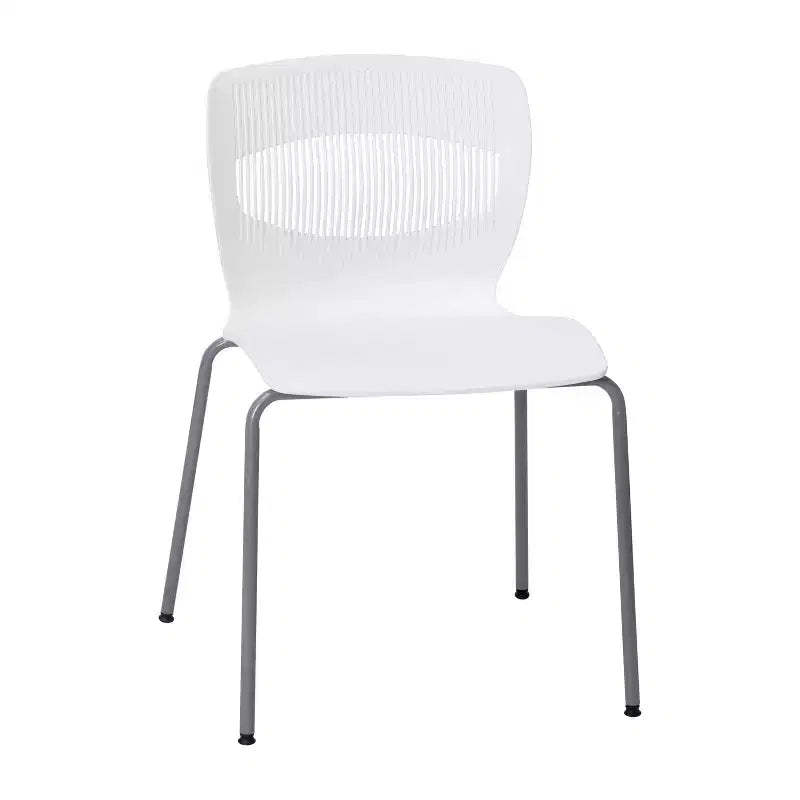 Emma and Oliver Heavy Duty 770 lb. Capacity Ergonomic Polypropylene Stack Chair with Lumbar Support and Steel Frame