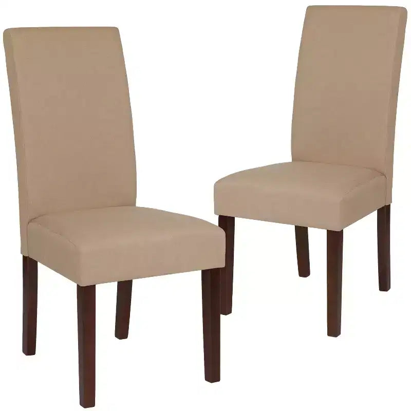 Emma and Oliver Two Mid-Century Parson's Chairs and Finished Hardwood Frame for Kitchen, Dining Room & More