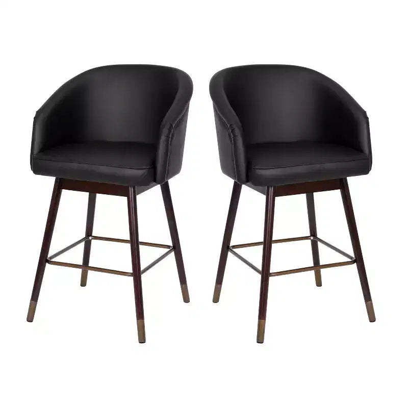 Emma and Oliver Upholstered Counter Height Dining Stool with Wood Frame - Set of 2