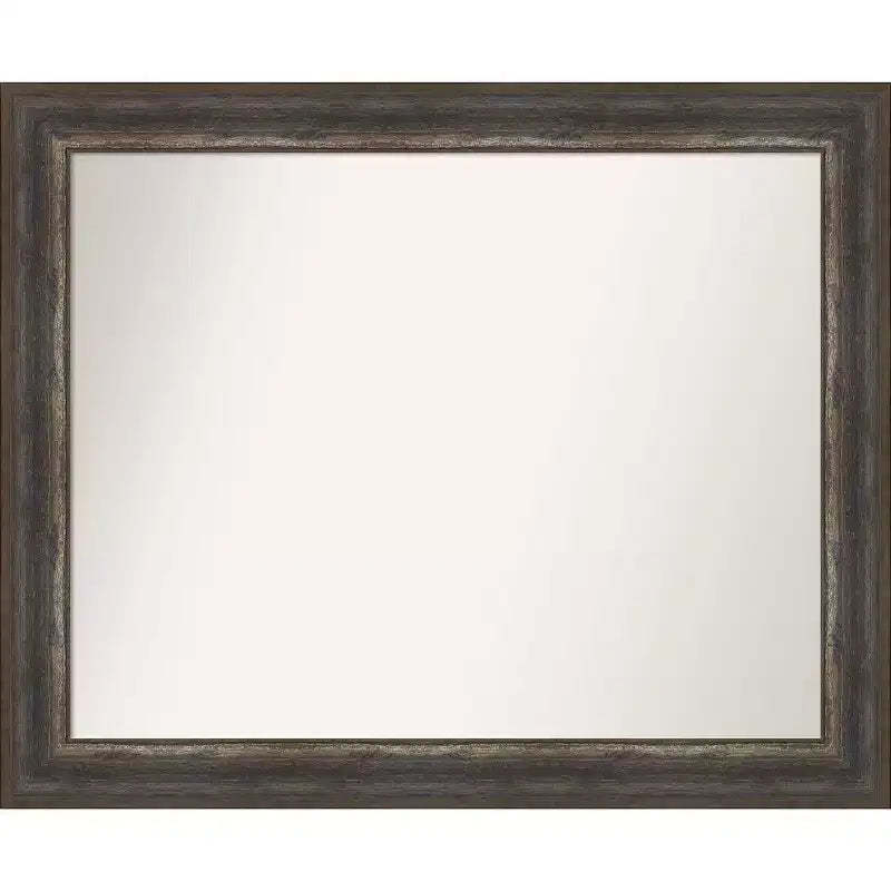 Amanti Art Alta Rustic Char Non-Beveled Bathroom Wall Mirror