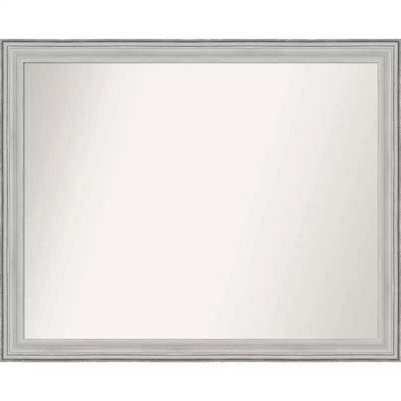Amanti Art Bel Volto Silver Non-Beveled Wood Bathroom Wall Mirror