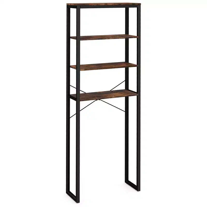 Costway 4-Tier Over the Toilet Storage Rack Freestanding Bathroom Organizer Rustic Brown