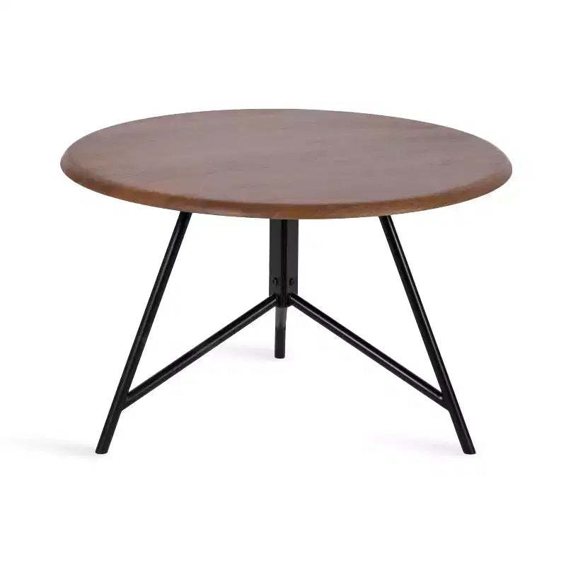 Kate and Laurel Pallson Round Wood Coffee Table, 28x28x18, Walnut Brown and Black