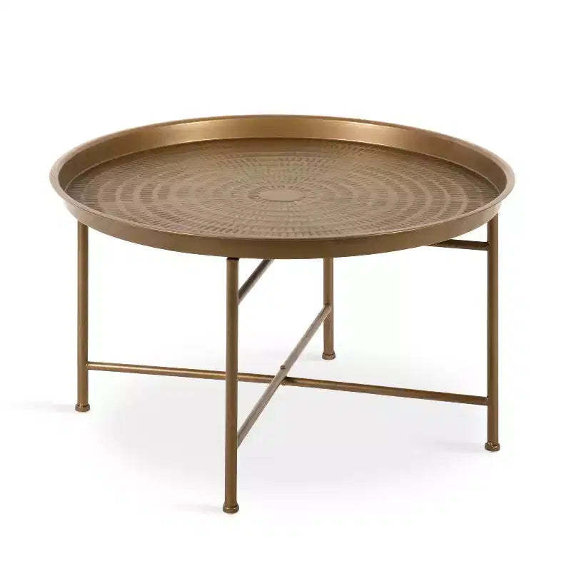 Kate and Laurel Mahdavi Round Metal Coffee Table, 25.5x25.5x15.5, Gold