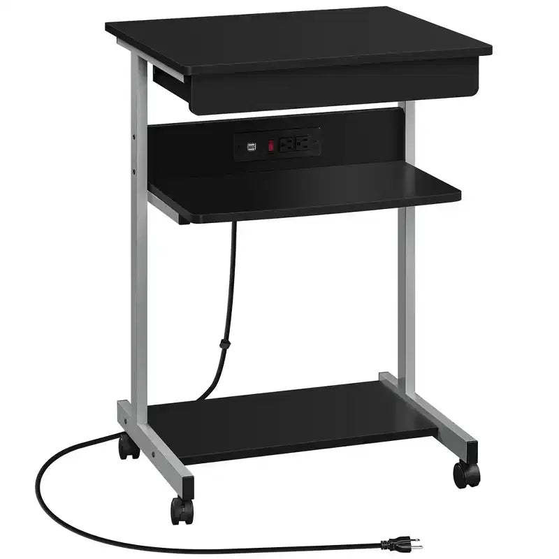 Yaheetech 22in Laptop Computer Table with Power Outlet Black