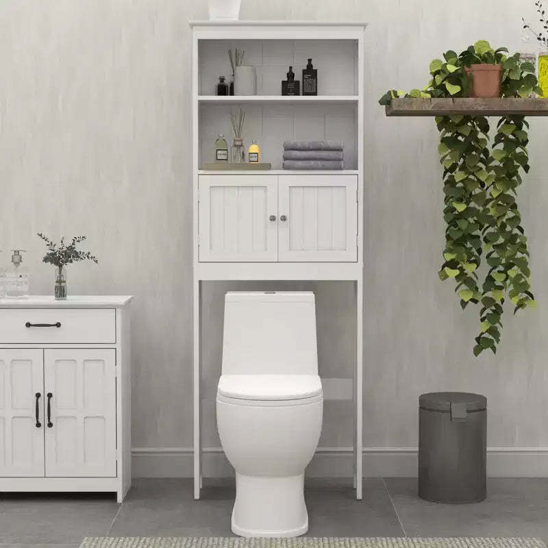 Bathroom Freestanding Storage Cabinet with Shelves Over Toilet, White - ModernLuxe