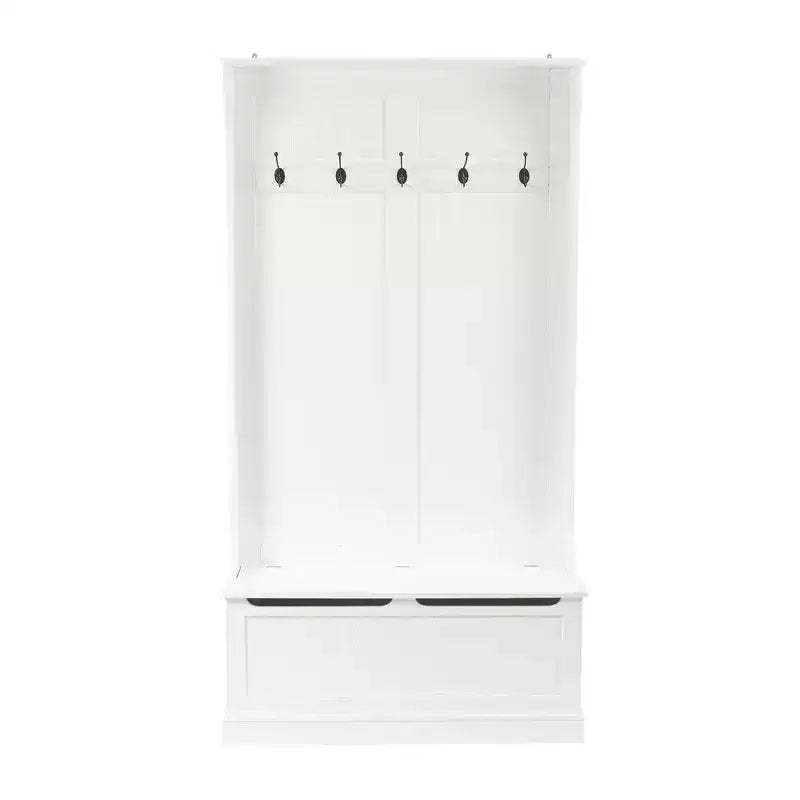 LuxenHome White MDF Hall Tree with Storage Bench