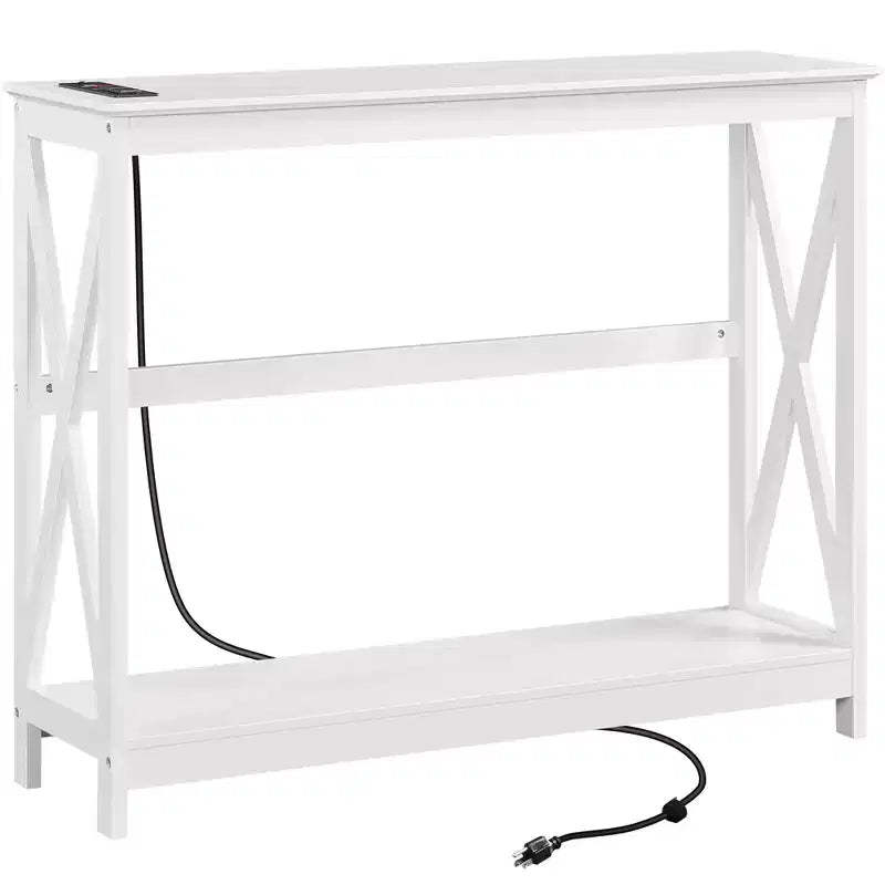 Yaheetech 2-Tier Sofa Table with Outlet for Hallway/Living Room/Corridor