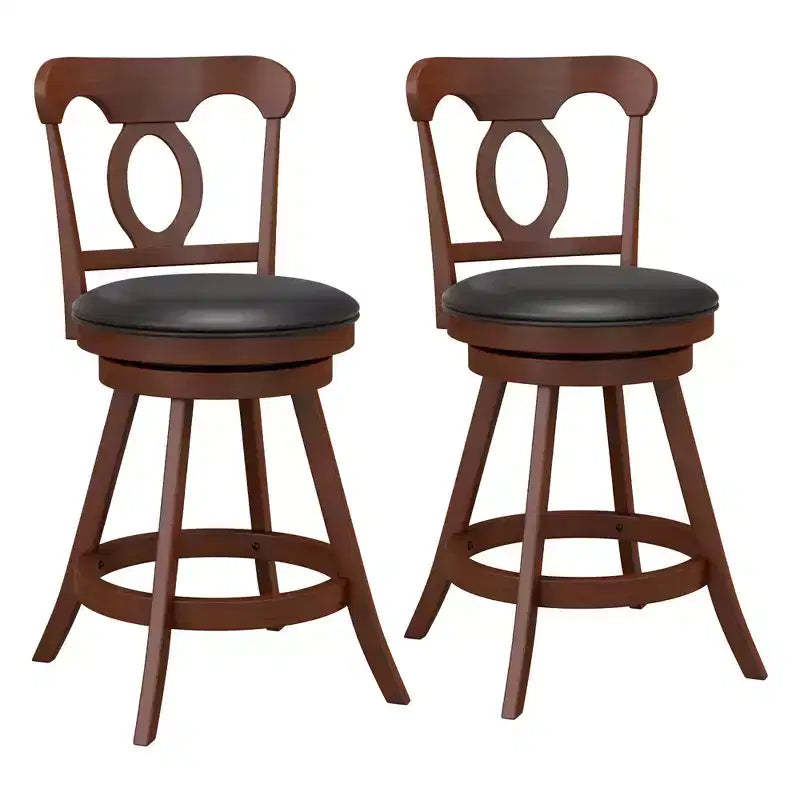 Costway Set of 2 Bar Stools Swivel Counter Height Chairs with Footrest for Kitchen