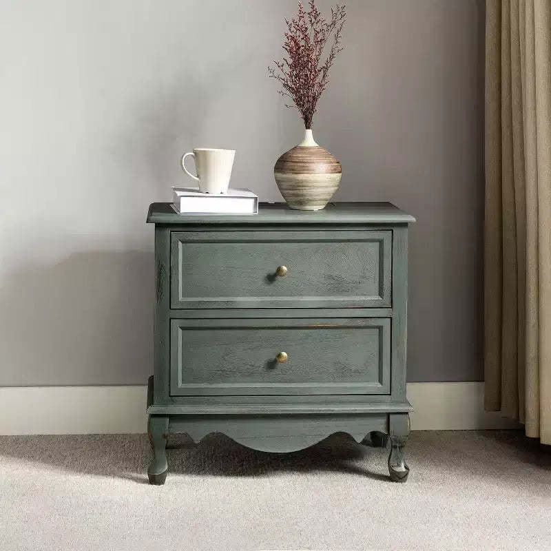Galatea 24 Tall 2 - Drawer end table with Two Drawers and Charging Station| KARAT HOME