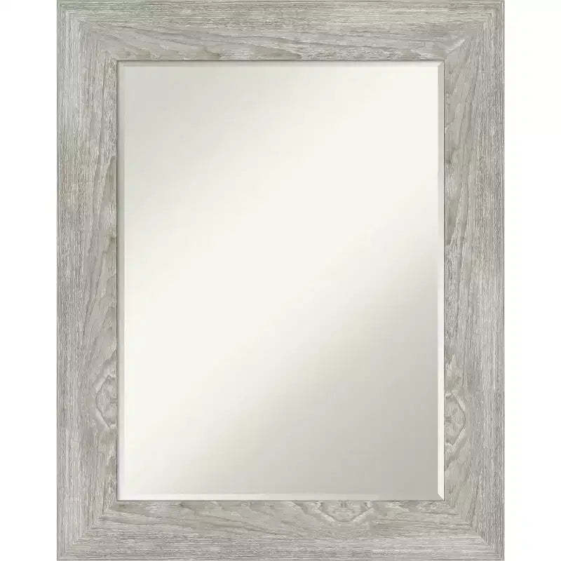 Amanti Art Dove Greywash Petite Bevel Bathroom Wall Mirror 30 x 24 in.